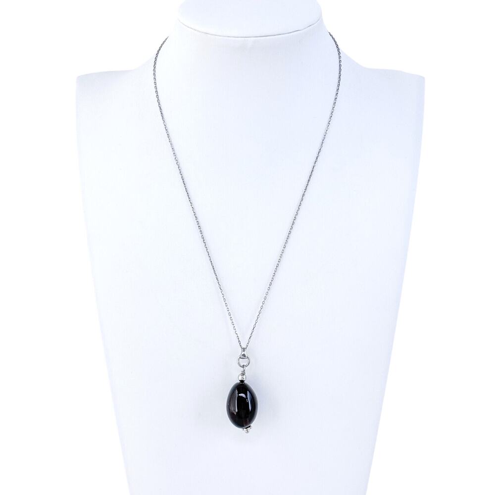 Smoky Quartz Pendant Necklace | Vintage Sterling Silver 925 | 16"